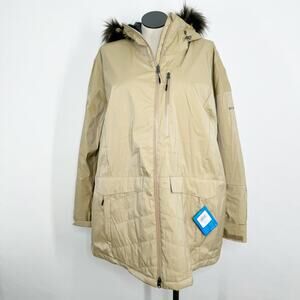 NWT Columbia Mount Bindo II Insulated Jacket Tan Faux Fur Winter Snow Size 3X